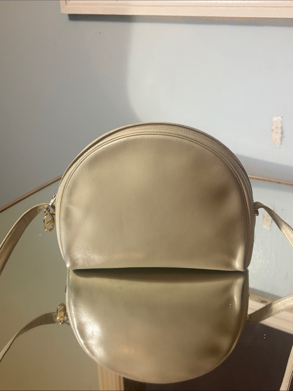 Dior Cream Half-Moon Crossbody Bag